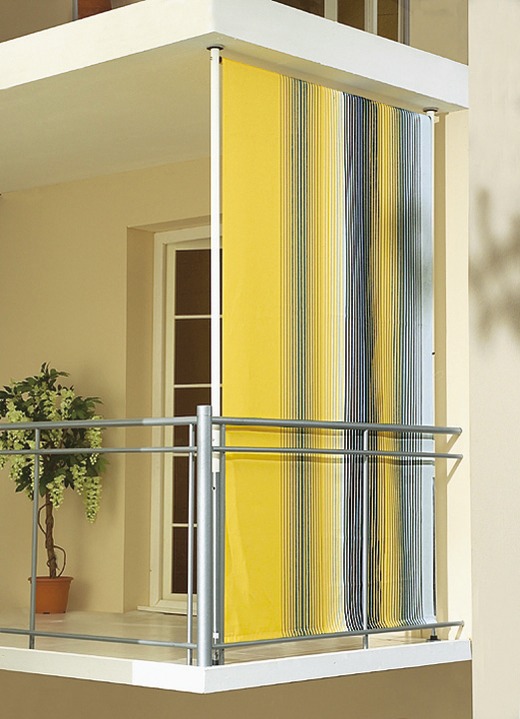 Sichtschutz & Sonnenschutz - Balkon-Seitensichtschutz, in Größe 120 (Breite 120 cm) bis 150 (Breite 150 cm), in Farbe GELB-GRAU Ansicht 1