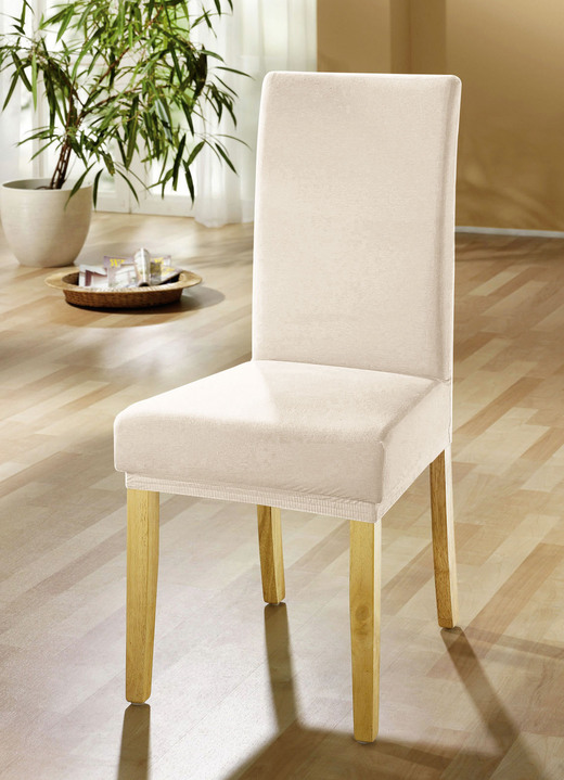Sessel- & Sofaüberwürfe - Stuhlbezüge für alle gängigen Stuhlformen, in Größe 106 (Stuhlbezug) bis 112 (Stuhlbezug, 2er-Set), in Farbe BEIGE Ansicht 1