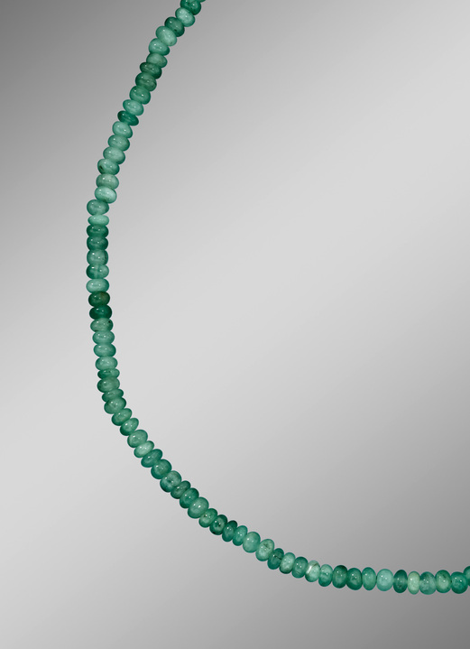 Damen-Modeschmuck - Halskette mit echt Smaragd, in Farbe