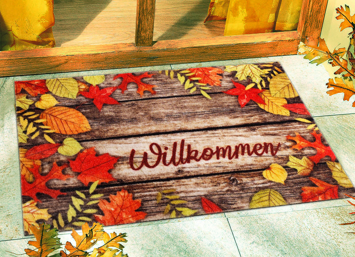 Heimtextilien - Fußmatte Herbstblätter mit rutschhemmender Rückseite, in Farbe BUNT Ansicht 1