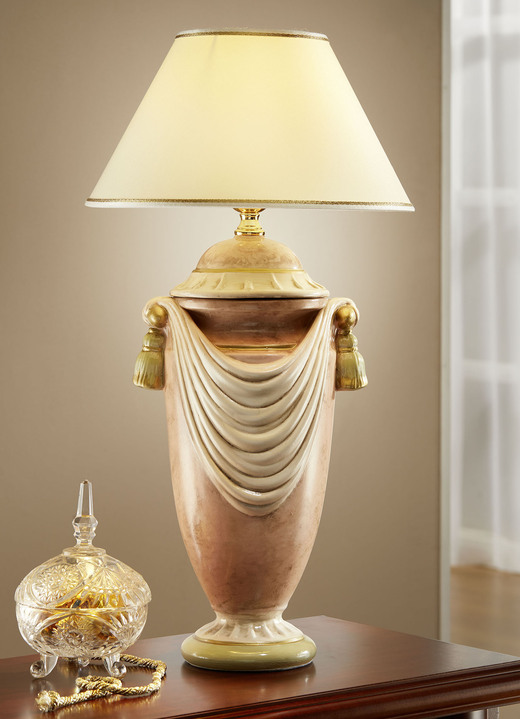 Lampen & Leuchten - Stilvolle Tischleuchte mit Stofflampenschirm, in Farbe ROSE
