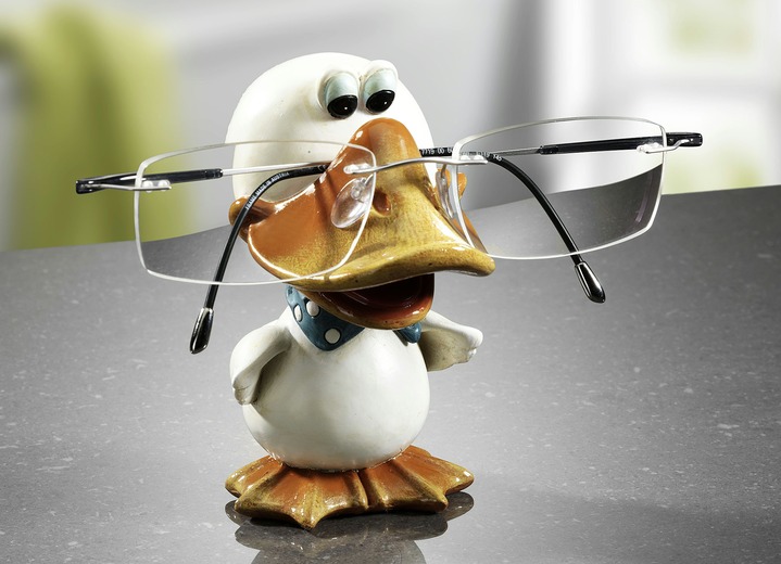 Sonstiges - Brillenhalter aus Steinharz, in Farbe WEISS, in Ausführung Brillenhalter Ente Ansicht 1