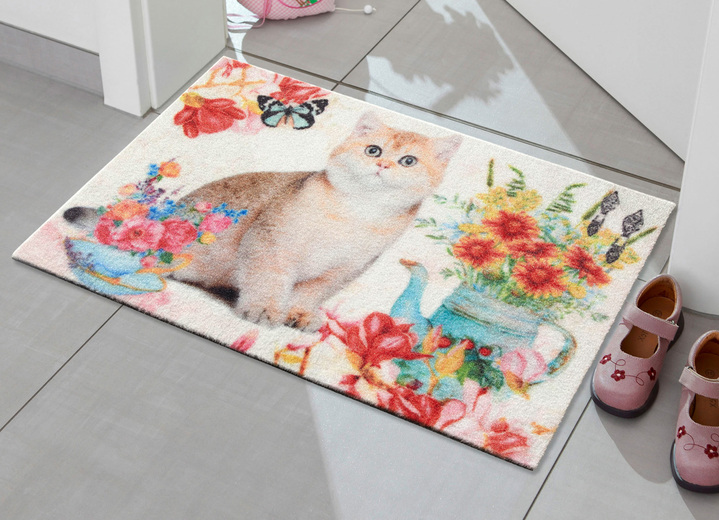 Heimtextilien - Hochwertige Fußmatte mit Katzen-Motiv, in Farbe BUNT Ansicht 1