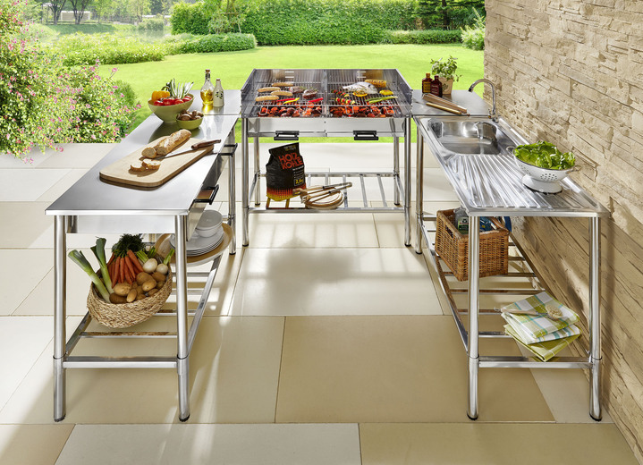 Gartenmöbel - Outdoor-Küche aus Edelstahl, in Farbe SILBER, in Ausführung Grilltisch Ansicht 1