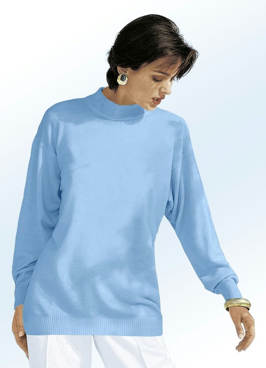 Pullover - Pullover in Feinstrick mit Schurwolle, in Größe 036 bis 050, in Farbe BLEU Ansicht 1