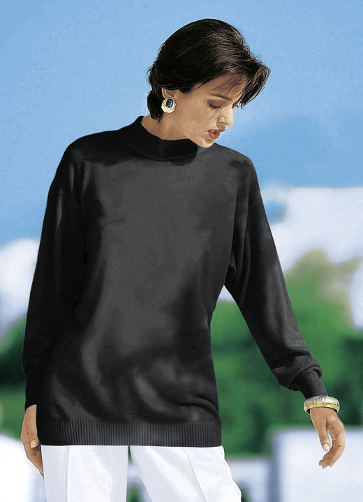 Pullover - Pullover in Feinstrick mit Schurwolle, in Größe 036 bis 050, in Farbe SCHWARZ Ansicht 1