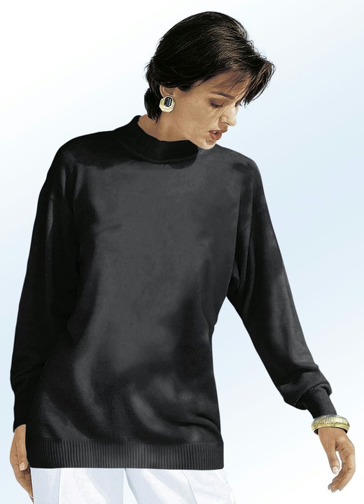 Pullover - Pullover in Feinstrick mit Schurwolle, in Größe 036 bis 050, in Farbe SCHWARZ Ansicht 1