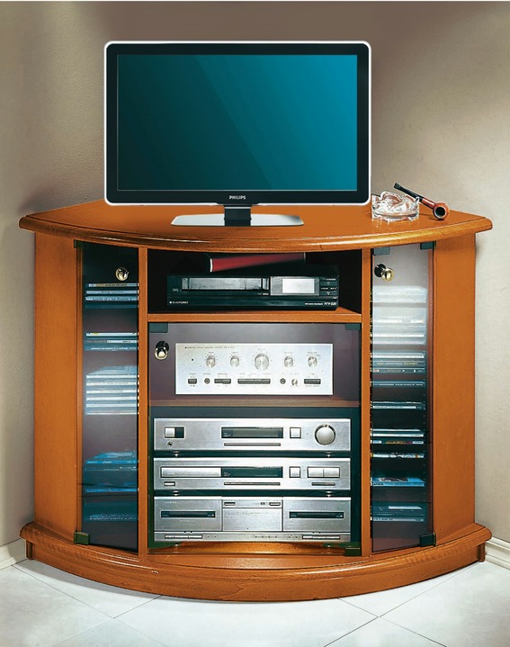 Hifi- &  TV-Möbel - TV-Video-Eckwagen, in Farbe KIRSCHBAUM Ansicht 1