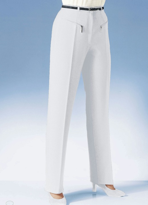 Hosen - Hose mit paspelierten Reißverschluss-Taschen, in Größe 018 bis 088, in Farbe WEISS Ansicht 1