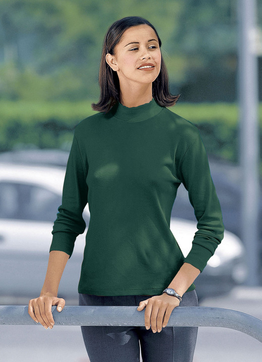 Shirts - Flottes Shirt in 16 Farben, in Größe 034 bis 052, in Farbe FLASCHENGRÜN Ansicht 1