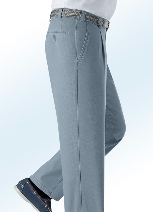 Hosen - Unterbauch-Jeans mit Gürtel in 2 Farben, in Größe 024 bis 060, in Farbe MITTELGRAU Ansicht 1
