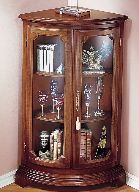 - Eckvitrine klein, 2-türig, in Farbe NUSSBAUM