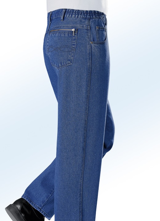 Hosen - Jeans mit Dehnbundeinsätzen in 3 Farben, in Größe 024 bis 062, in Farbe JEANSBLAU Ansicht 1