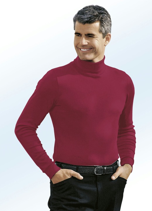 Hemden, Pullover & Shirts - Tragangenehmer Rolli in 9 Farben, in Größe 046 bis 062, in Farbe WEINROT Ansicht 1