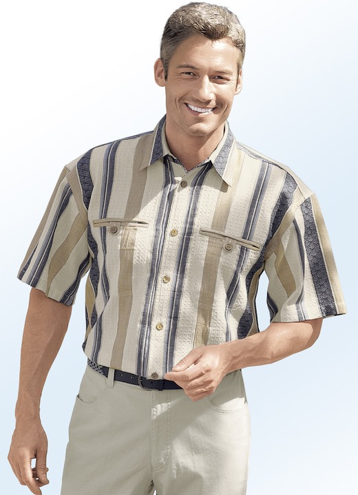 Hemden, Pullover & Shirts - Hemd mit Brustpaspeltaschen , in Größe 3XL (47/48) bis XXL (45/46), in Farbe ECRU-TAUPE-ANTHRAZIT