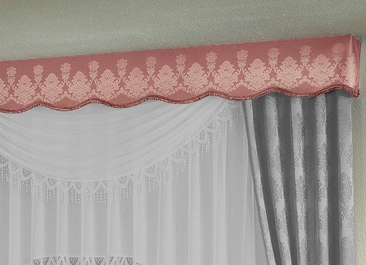 Klassisch - Apart gebogte Schabracke, in Größe 665 (30x165 cm) bis 685 (30x500 cm), in Farbe ROSÉ Ansicht 1