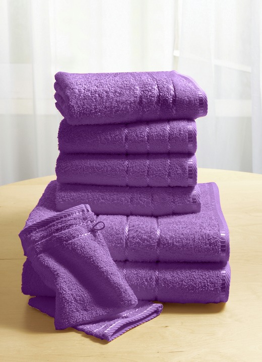 Handtücher - Weiche Walkfrottier-Handtücher aus dichtem Schingenflor, in Größe 200 (2 Handtücher, 50x90 cm) bis 210 (10-teiliges Sparset), in Farbe LILA Ansicht 1