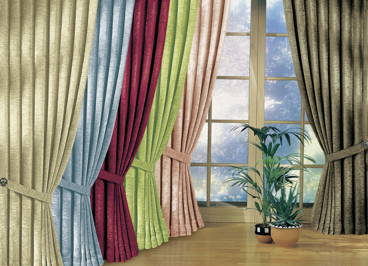 Klassisch - Übergardinen-Garnitur mit Universalschienenband, in Größe 750 (H150xB115 cm) bis 899 (2er-Pack Raffhalter, 60 cm), in Farbe CREME Ansicht 1