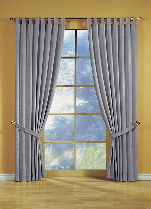 Klassisch - Fensterdekoration aus schwerer Thermo-Chenille-Qualität, in Größe 364 (H150xB135 cm) bis 464 (H245xB270 cm), in Farbe SILBER, in Ausführung mit Schlaufen Ansicht 1