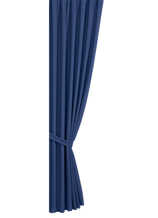 Klassisch - Verdunkelungs-Schals mit Universalschienenband, in Größe 119 (H150xB140 cm) bis 304 (2er-Pack Raffhalter, 80 cm), in Farbe BLAU Ansicht 1