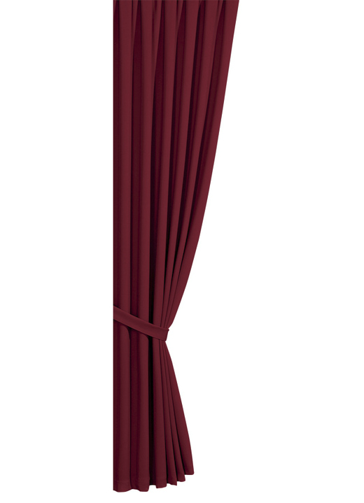 Klassisch - Verdunkelungs-Schals mit Universalschienenband, in Größe 119 (H150xB140 cm) bis 304 (2er-Pack Raffhalter, 80 cm), in Farbe BORDEAUX Ansicht 1