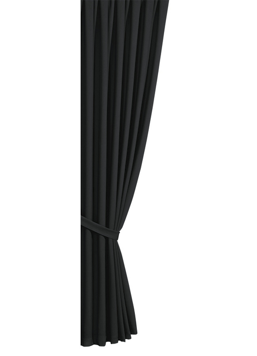 Klassisch - Verdunkelungs-Schals mit Universalschienenband, in Größe 119 (H150xB140 cm) bis 304 (2er-Pack Raffhalter, 80 cm), in Farbe SCHWARZ Ansicht 1