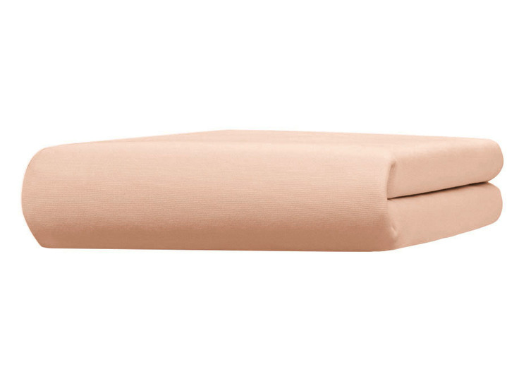 Spannbetttücher - Edel-Jersey-Spannbetttücher aus feinster Mako-Baumwolle, in Größe 133 (1x 90–120/190–220 cm, Matratzenhöhe 18–35 cm) bis 938 (1x 180-200/200-220 cm, für Matratzenauflagen 4–10 cm), in Farbe APRICOT, in Ausführung Edel-Jersey-Stretch DeLuxe Ansicht 1