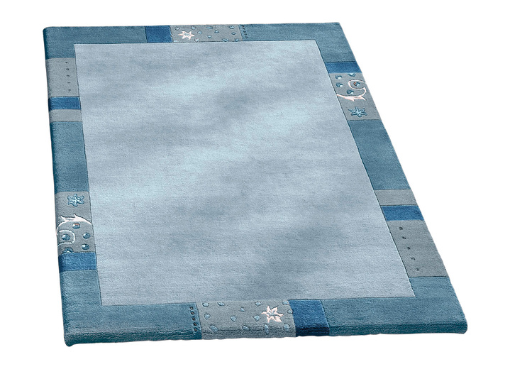 Klassisch - Handgetuftete Brücken, Teppiche und Bettumrandung, in Größe 011 (Brücke,  60x 90 cm) bis 325 (Bettumrandung, 3-tlg.), in Farbe BLAU Ansicht 1
