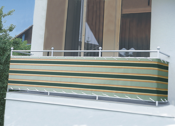 Sichtschutz & Sonnenschutz - Balkonbespannung mit Ösen und Schnur, in Größe 075 (Höhe 75 cm) bis 090 (Höhe 90 cm), in Farbe GRÜN Ansicht 1