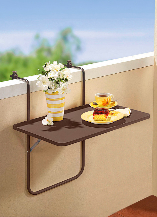 Gartenmöbel - Wetterfester Balkon-Hängetisch, in Farbe BRAUN Ansicht 1