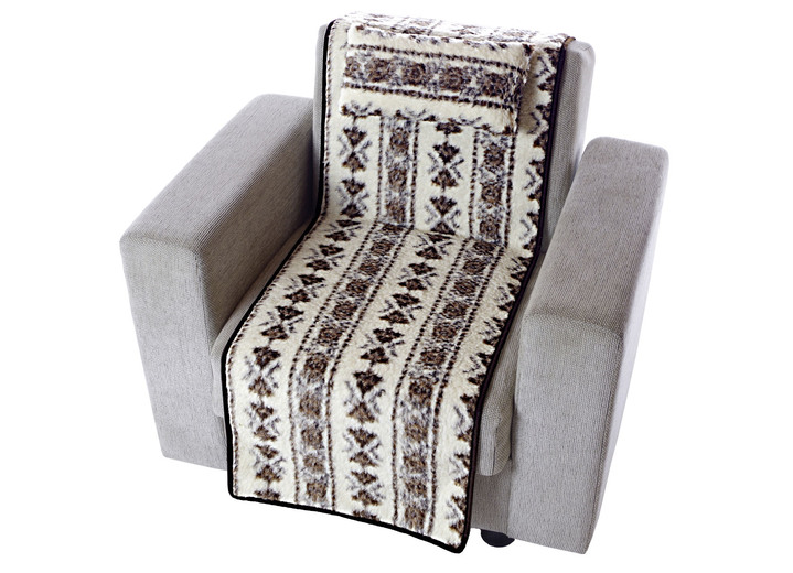 Sessel- & Sofaüberwürfe - Licardo-Wohnaccessoires aus Schafschurwolle, in Farbe GEMUSTERT, in Ausführung Sesselschoner mit Minikissen Ansicht 1