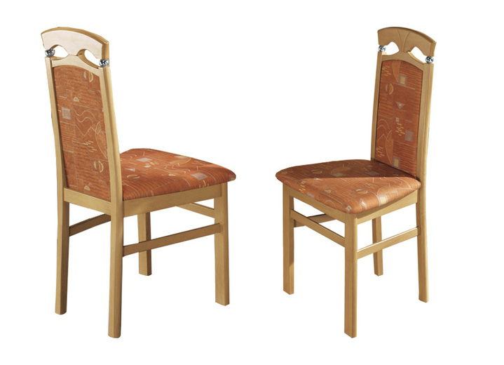 Sitzmöbel - Stühle, 2er-Set, aus massivem Hartholz, in Farbe BUCHE-TERRA Ansicht 1