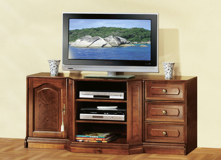 Hifi- &  TV-Möbel - Teilmassives TV-Longboard mit Echtholzfurnier, in Farbe NUSSBAUM Ansicht 1