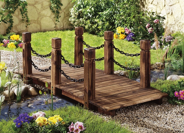 - Gartenbrücke aus massivem Nadelholz, in Farbe BRAUN
