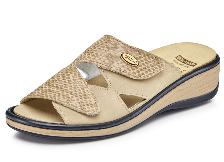 Komfortschuhe - ELENA EDEN Pantolette mit Wörishofer Kork-Lederfußbett, in Größe 036 bis 042, in Farbe SAND Ansicht 1