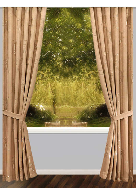 Klassisch - Übergardinen-Garnitur mit Universalschienenband, in Größe 363 (H150xB130 cm) bis 899 (2er-Pack Raffhalter, 80 cm), in Farbe SAND Ansicht 1