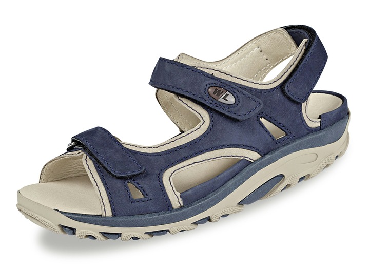 Komfortschuhe - Waldläufer Sandale mit Wechselfußbett, in Größe 3 1/2 bis 8, in Farbe MARINE-BEIGE Ansicht 1