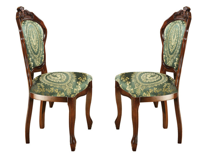 Stilmöbel - Stühle mit Schnitzereien und massivem Buchenholzgestell, in Farbe DUNKELGRÜN, in Ausführung 2er-Set Stühle Ansicht 1