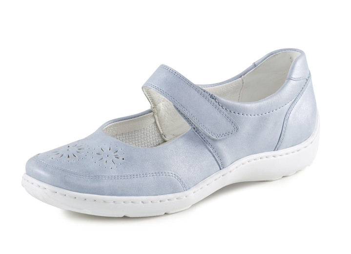 Komfortschuhe - Waldläufer Slipper mit luftiger Perforation, in Größe 4 bis 8 1/2, in Farbe BLEU Ansicht 1