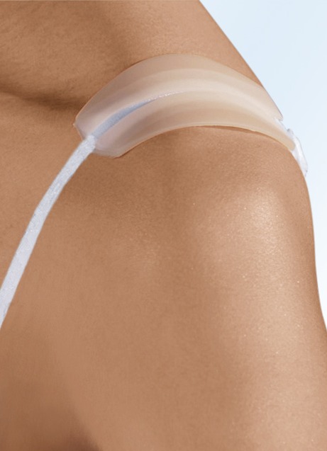 Unterwäsche - 2 Paar Trägerpolster, verhindern das Einschneiden der Träger in die Schultern, in Farbe 1X TRANSPARENT, 1X PUDER