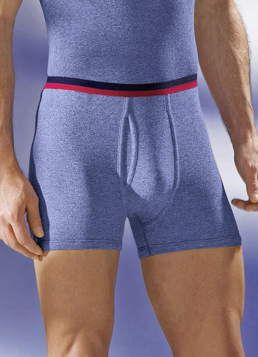 Unterwäsche - Permatherm, Zweierpack Unterhosen, kurz, Winterwäsche, in Größe 004 bis 009, in Farbe 1X JEANSBLAU MELIERT, 1X ANTHRAZIT MELIERT Ansicht 1