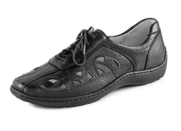 Komfortschuhe - Waldläufer Schnürschuh mit luftigen Durchbrüchen, in Größe 4 bis 8 1/2, in Farbe SCHWARZ Ansicht 1