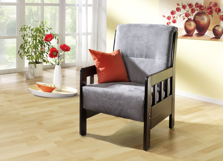 Polstermöbel - Sessel aus massiver Kiefer, in Farbe GRAU, in Ausführung Sessel Ansicht 1