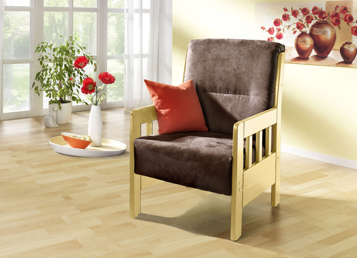 Polstermöbel - Sessel aus massiver Kiefer, in Farbe BRAUN, in Ausführung Sessel Ansicht 1