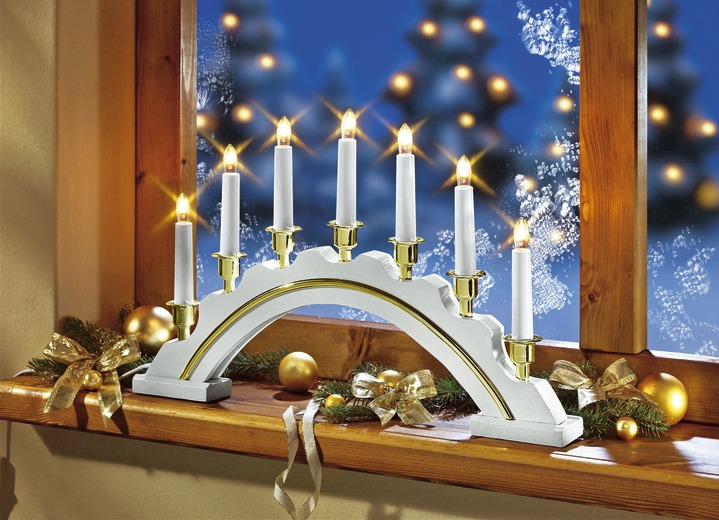 Weihnachtliche Dekorationen - Lichterbogen, 7-flammig, in Farbe WEIß