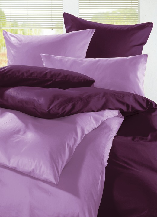 Bettwäschegarnituren - Satin Bettwäsche-Programm von Mesana, in Größe 110(40/80cm + 135/200 cm) bis 133 (Spannbetttuch, 90-100/200 cm), in Farbe FLIEDER Ansicht 1