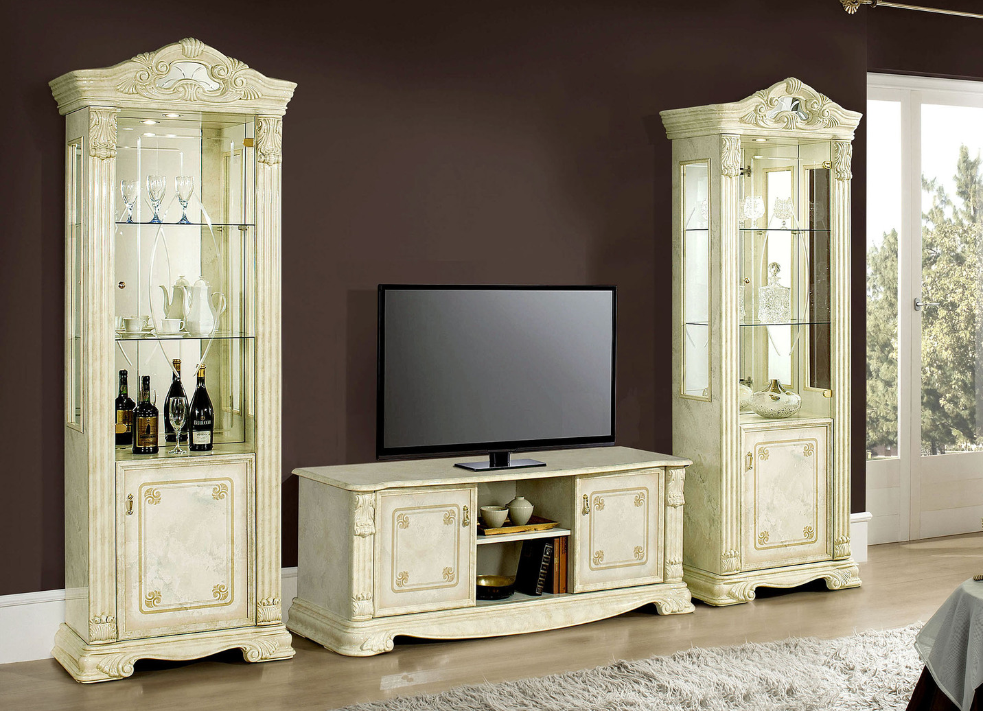 Hifi- &  TV-Möbel - Stilvolles Möbelprogramm, verschiedene Ausführungen, in Farbe BEIGE, in Ausführung TV-Longboard, groß