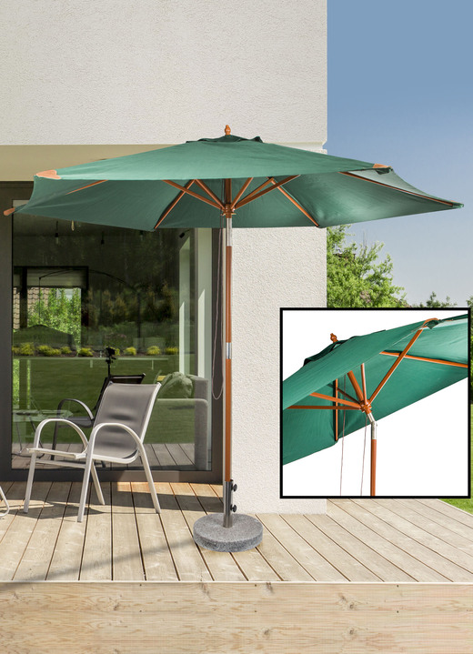 Sichtschutz & Sonnenschutz - Sonnenschirm aus Hartholz, in Farbe DUNKELGRÜN Ansicht 1