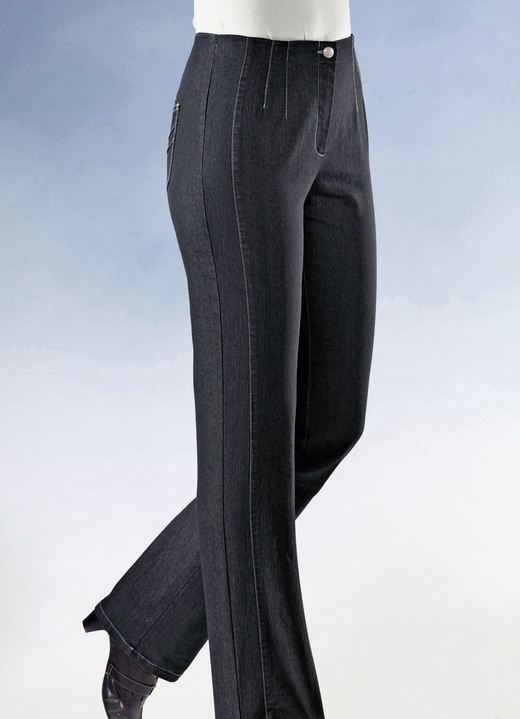 Hosen - Jeans mit figurgünstiger Teilungsnaht , in Größe 019 bis 096, in Farbe SCHWARZ Ansicht 1