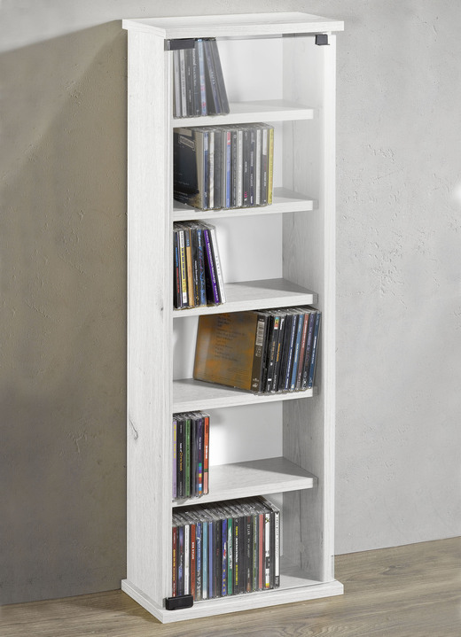 Vitrinen & Highboards - Vitrine mit ESG-Sicherheitsglas für 150 CDs, in Farbe WEISS Ansicht 1